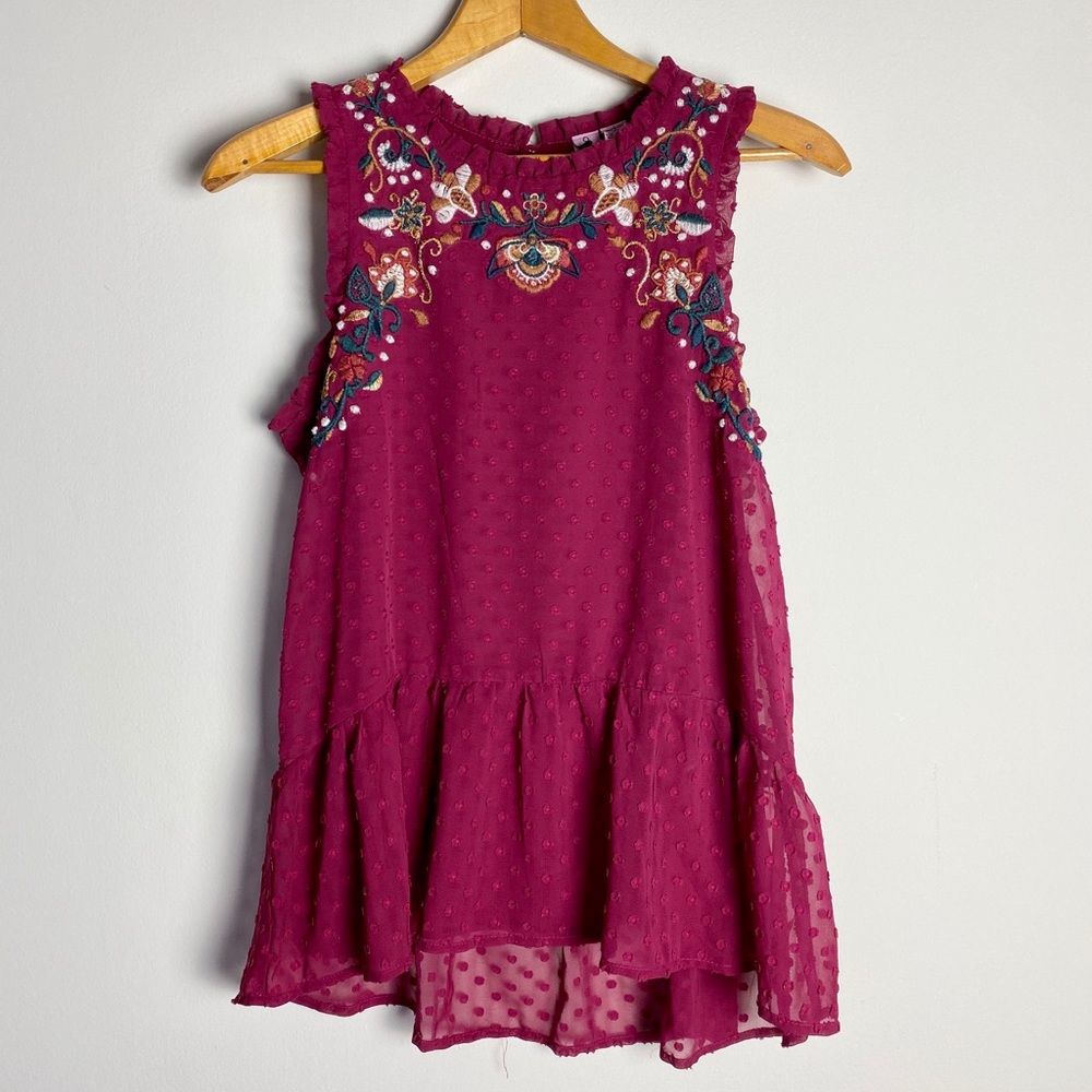 Love on a Hanger Embroidered Maroon Tank Top